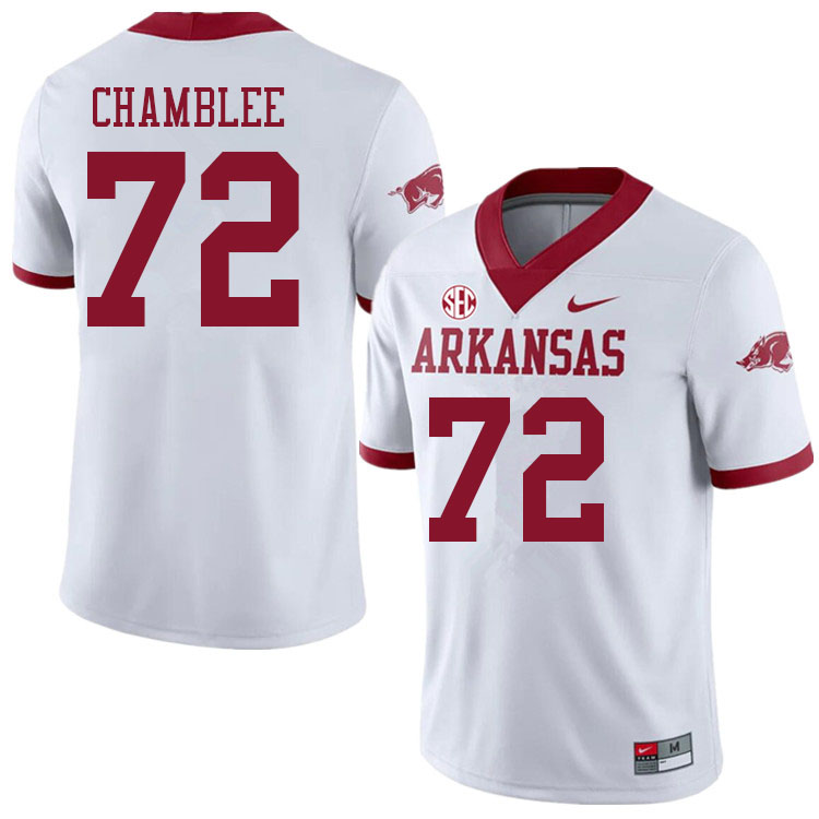 Men #72 Andrew Chamblee Arkansas Razorbacks College Football Jerseys Sale-Alternate White - Click Image to Close